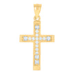 14Kt Two-Tone Gold Unisex Cz Cross Religious Ht:31.4Mm Pendant Charm