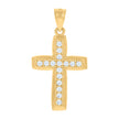 14Kt Gold Unisex Two-Tone Diamond-Cut Cross Ht:30.2Mm Religious Pendant Charm