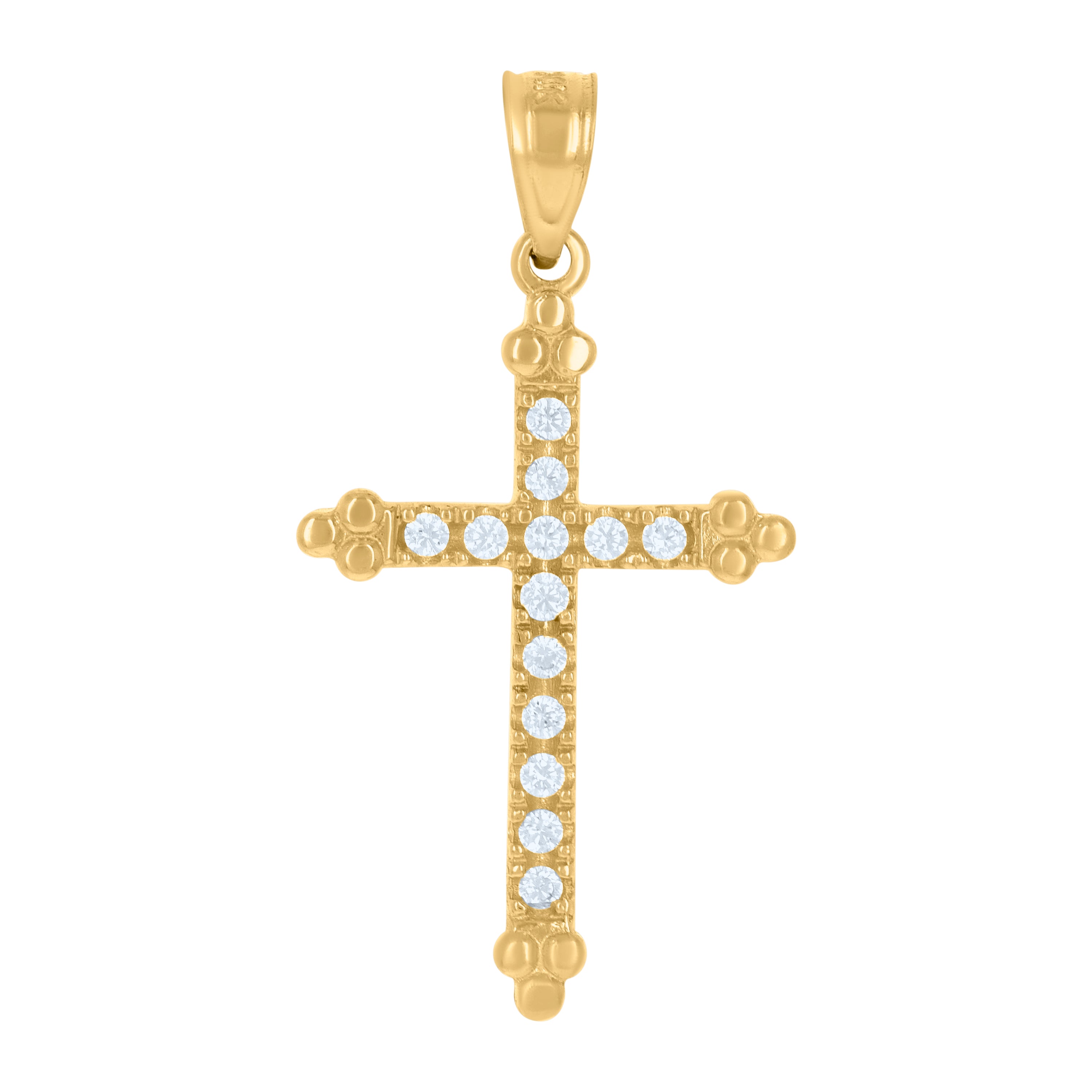 14Kt Gold Womens Two-Tone Diamond-Cut Cross Ht:28.5Mm Religious Pendant Charm
