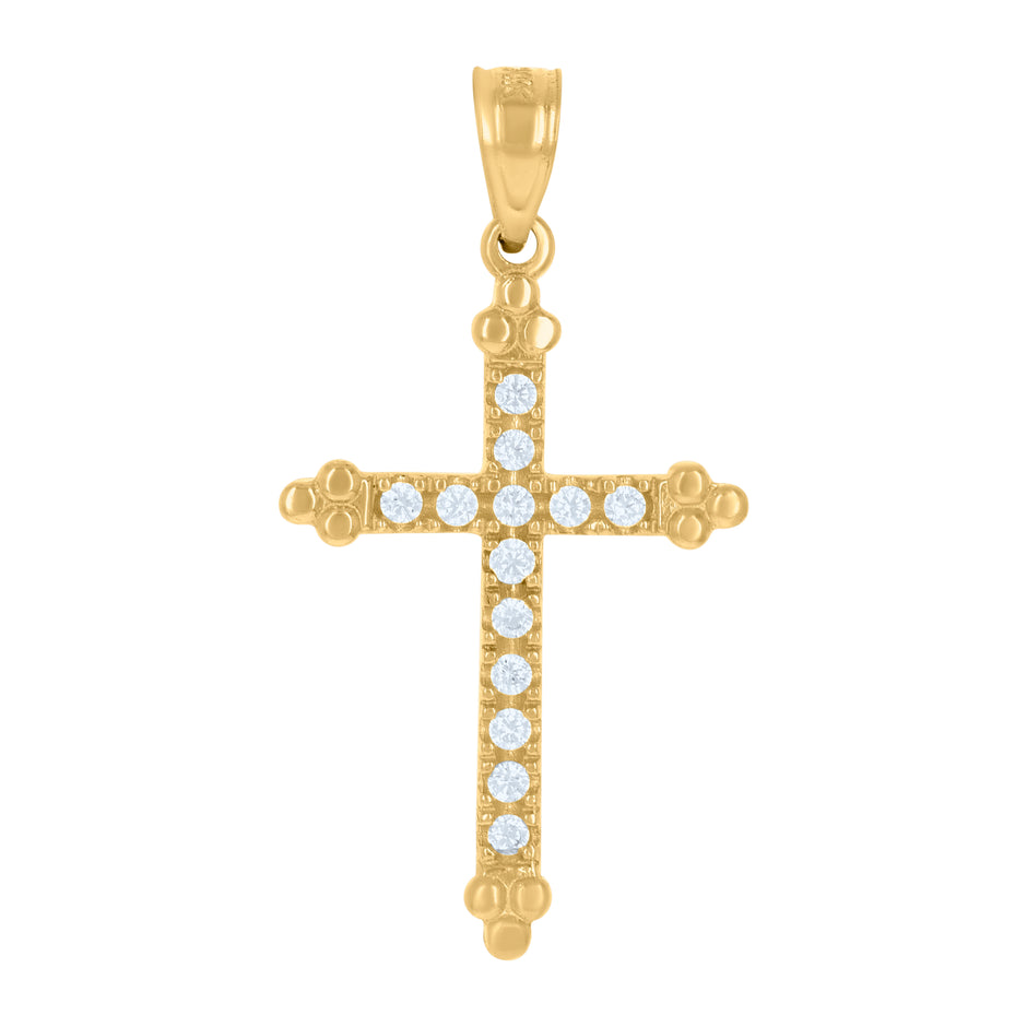 14Kt Gold Womens Two-Tone Diamond-Cut Cross Ht:28.5Mm Religious Pendant Charm