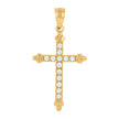 14Kt Gold Womens Two-Tone Diamond-Cut Cross Ht:28.5Mm Religious Pendant Charm