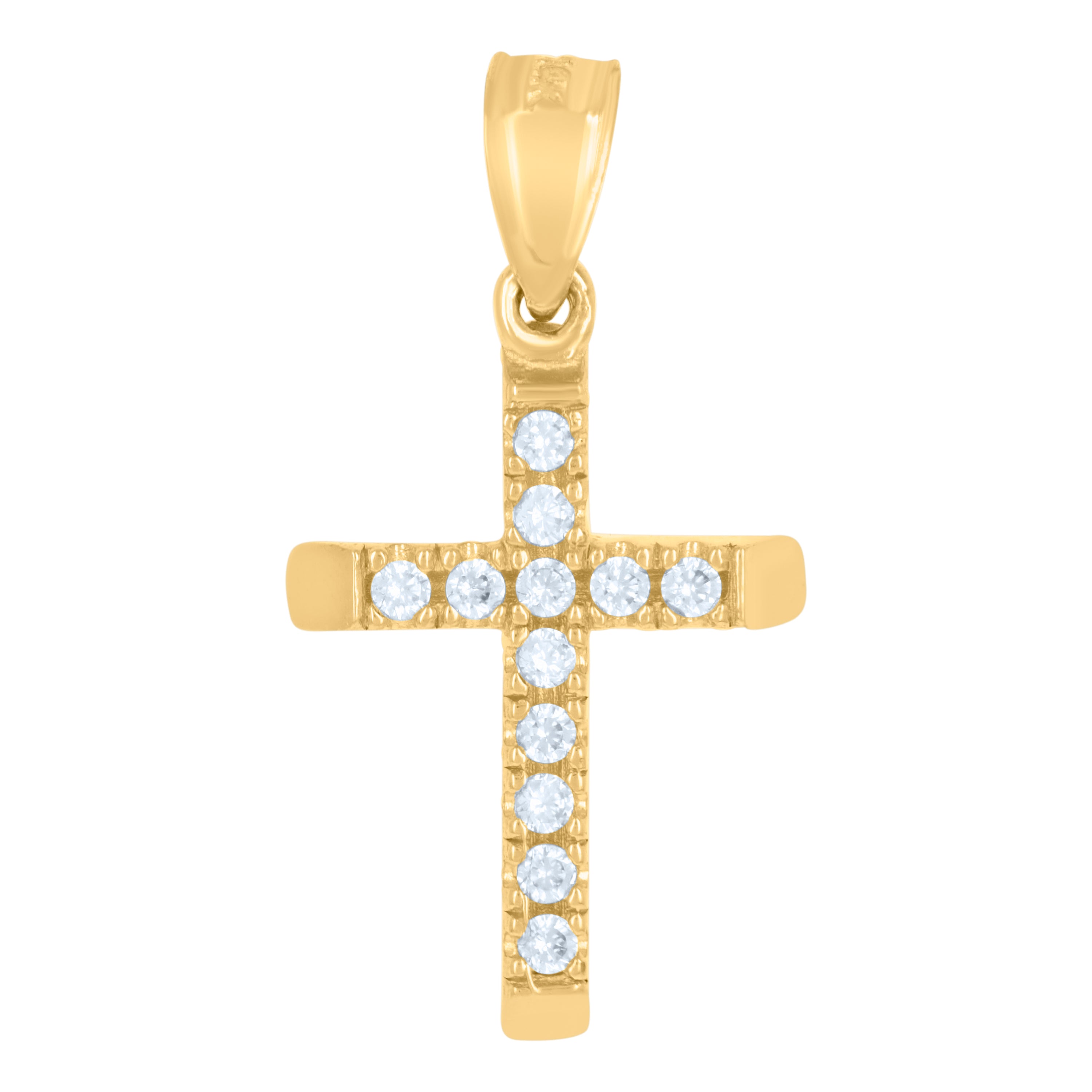 14Kt Gold Womens Two-Tone Diamond-Cut Cross Ht:22.3Mm Religious Pendant Charm