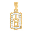 14Kt Gold Unisex Two-Tone Cz I Love You Ht:19.2Mm Pendant Charm