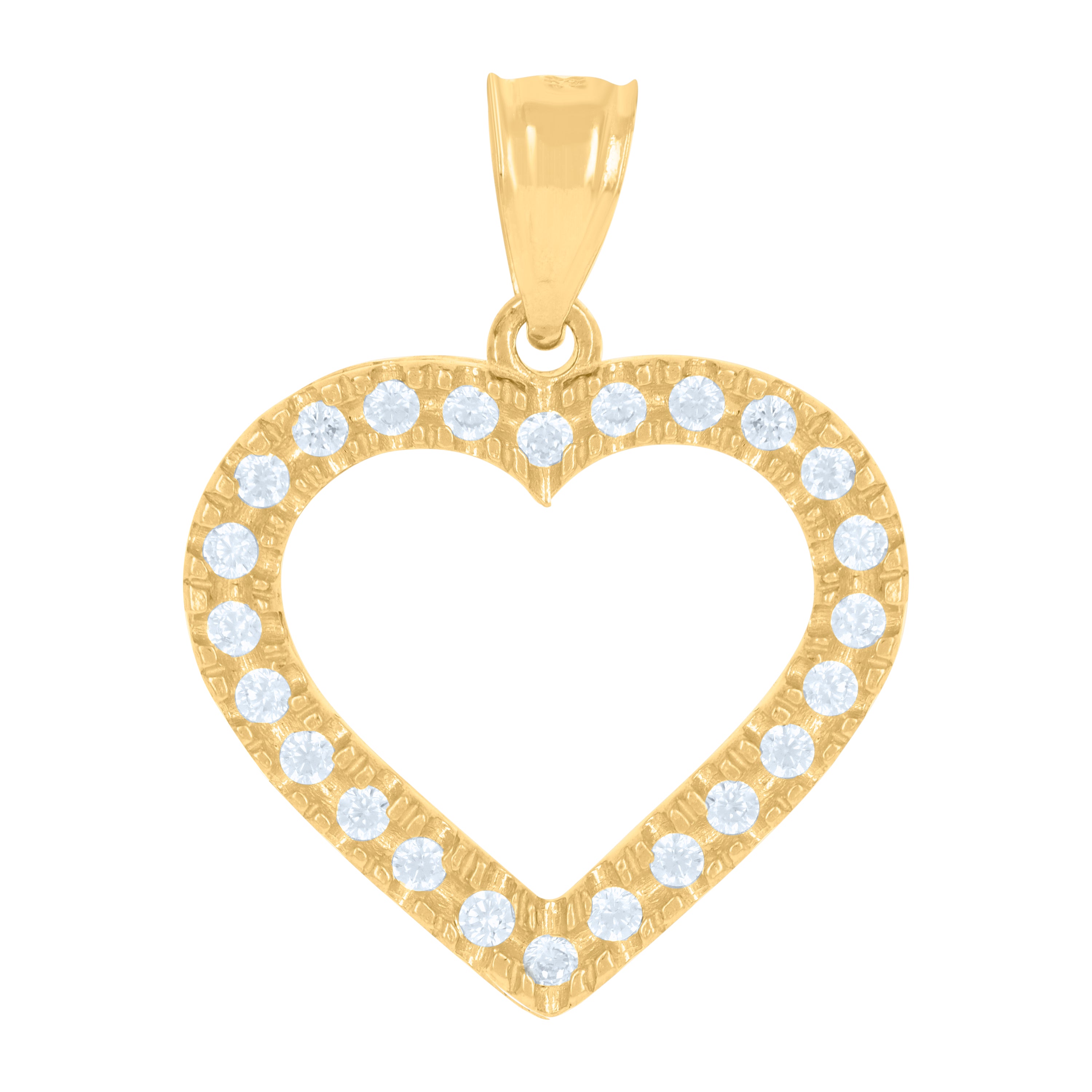14Kt Yellow Gold Womens Cz Heart Ht:23.9Mm Pendant Charm 