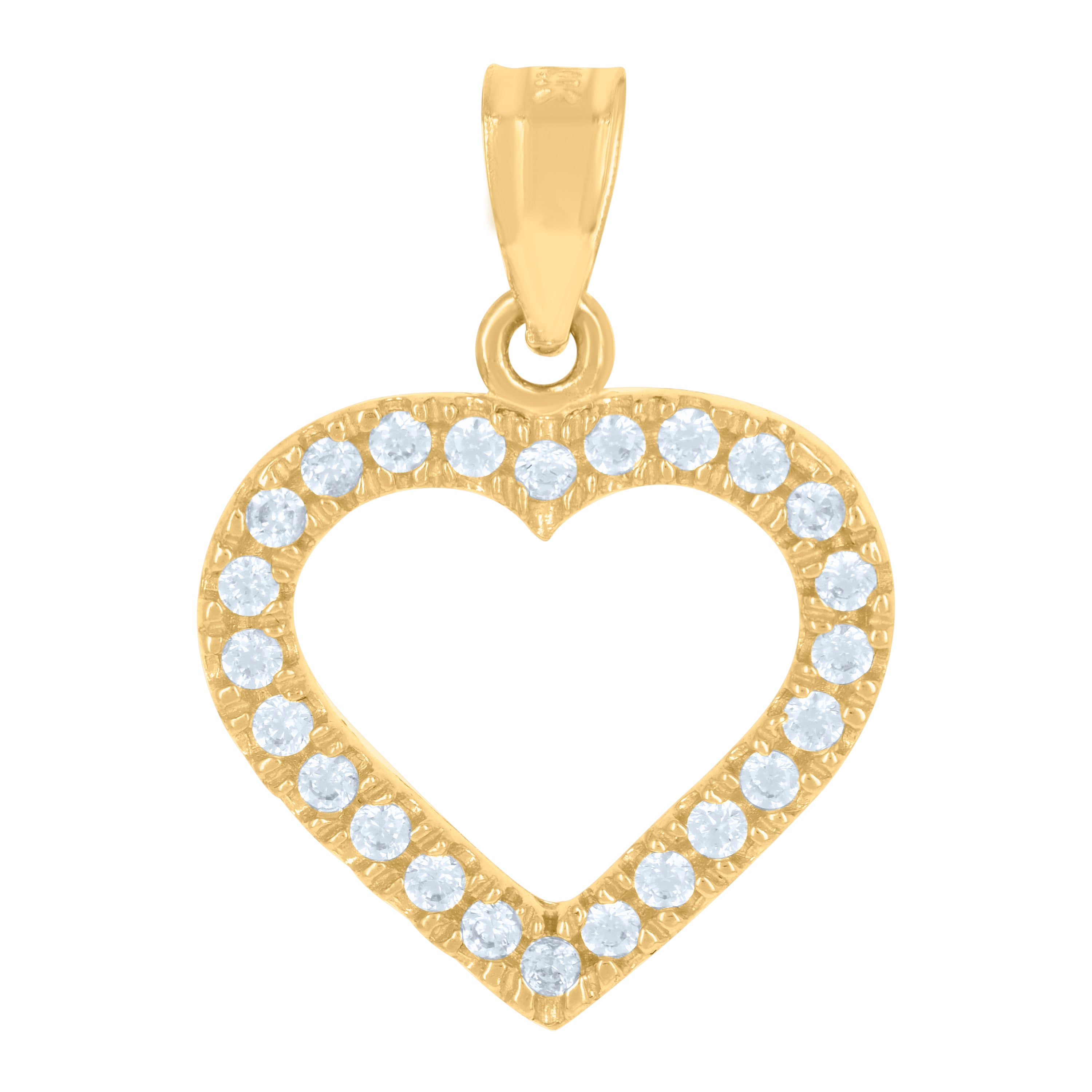 14Kt Yellow Gold Womens Cz Heart Ht:18.9Mm Pendant Charm