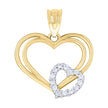 14Kt Gold Womens Two-Tone Diamond-Cut Love Ht:17.9Mm Heart Pendant Charm