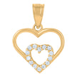 14Kt Gold Womens Two-Tone Diamond-Cut Love Ht:17.3Mm Heart Pendant Charm