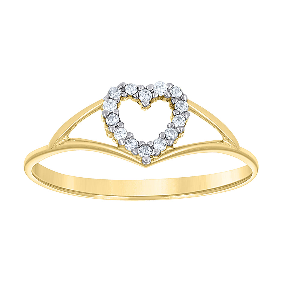 14Kt Two-Tone Gold Womens Cubic Zirconia Heart Fancy Ring