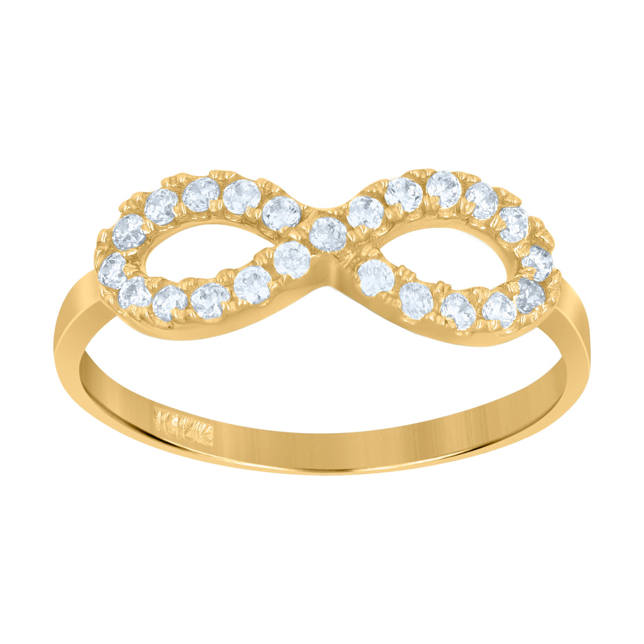 14Kt Two-Tone Gold Womens Cubic Zirconia Infinity Ring