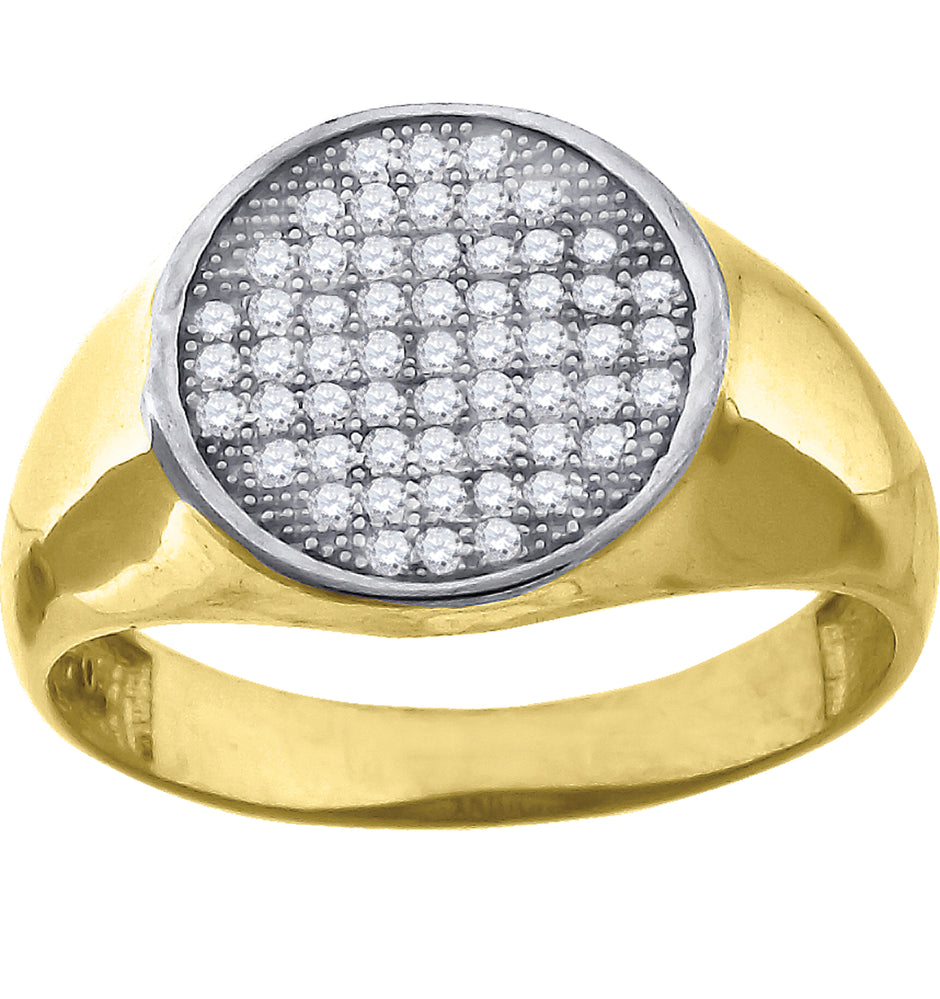 14Kt Two-Tone Gold Mens Cubic Zirconia Cluster Round Engagement Ring