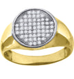 14Kt Two-Tone Gold Mens Cubic Zirconia Cluster Round Engagement Ring