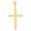 14Kt Yellow Gold Womens Diamond-Cut Nugget Cross Ht:53.5Mm Religious Pendant Charm