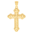 14Kt Yellow Gold Womens Diamond-Cut Nugget Cross Ht:40Mm Religious Pendant Charm