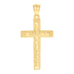 14Kt Yellow Gold Womens Diamond-Cut Textured Cross Religious Charm Pendant
