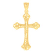 14Kt Yellow Gold Unisex Diamond-Cut Cross Ht:40.5Mm Religious Pendant Charm