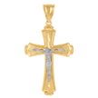 14Kt Gold Womens Two-Tone Diamond-Cut Cross Crucifix Jesus Ht:55.2Mm Pendant Charm