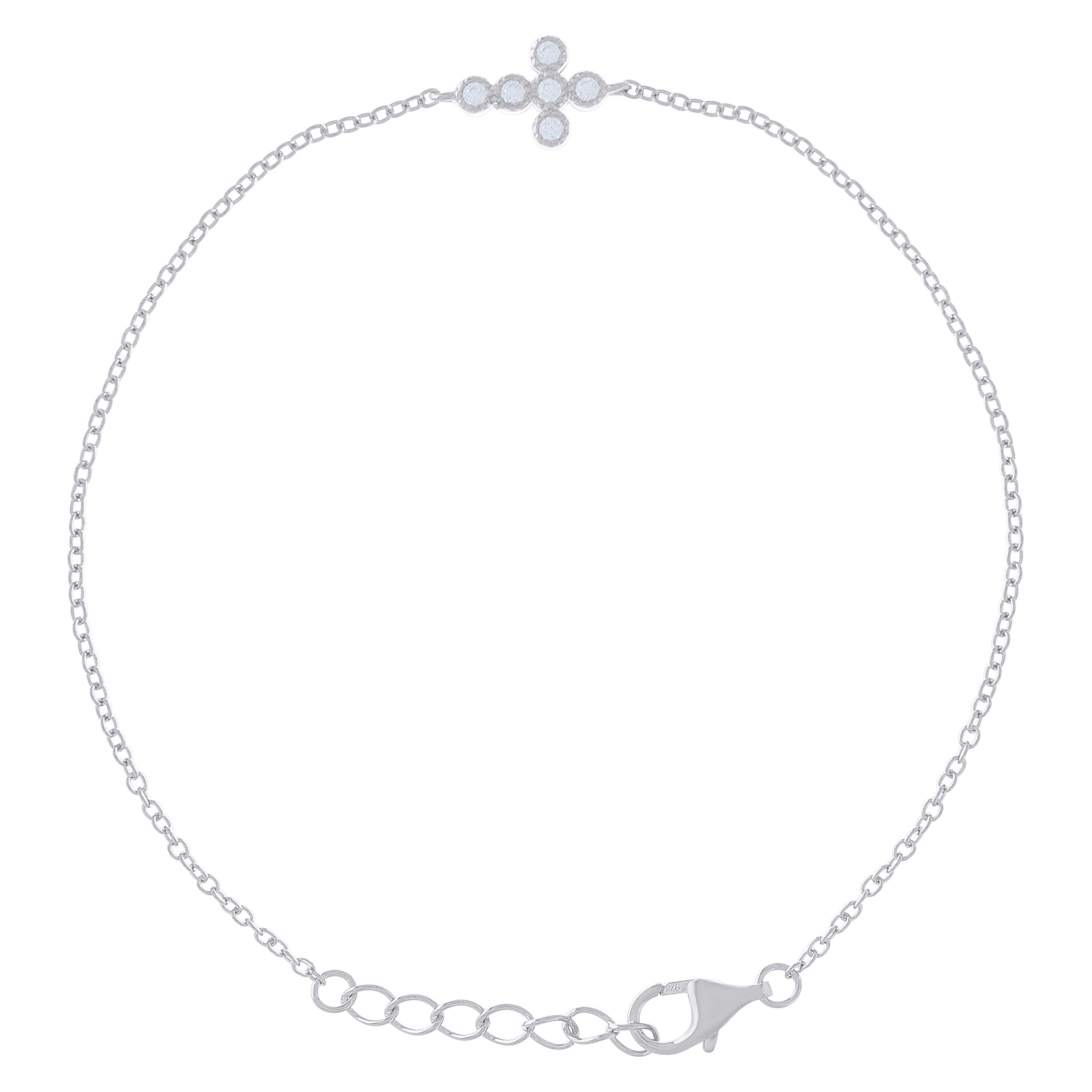 925 Sterling Silver Women Cubic Zirconia Cross Earrings Necklace Set