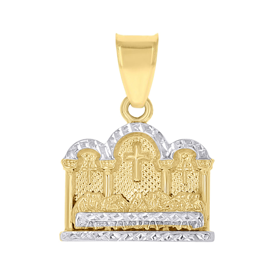 10kt Gold Two-Tone Diamond-Cut Mens Last Supper Religious Charm Pendant