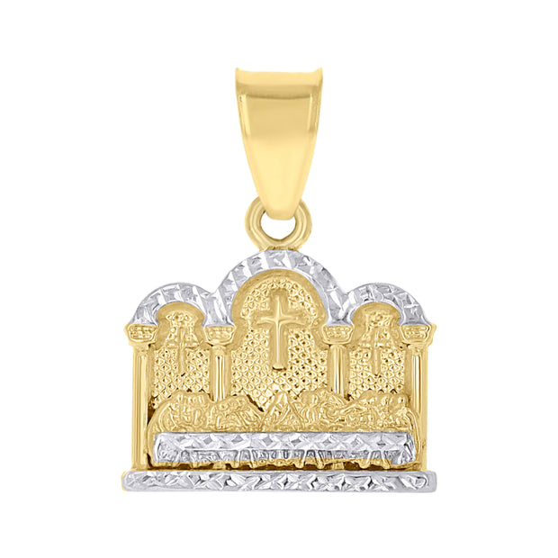 10kt Gold Two-Tone Diamond-Cut Mens Last Supper Religious Charm Pendant