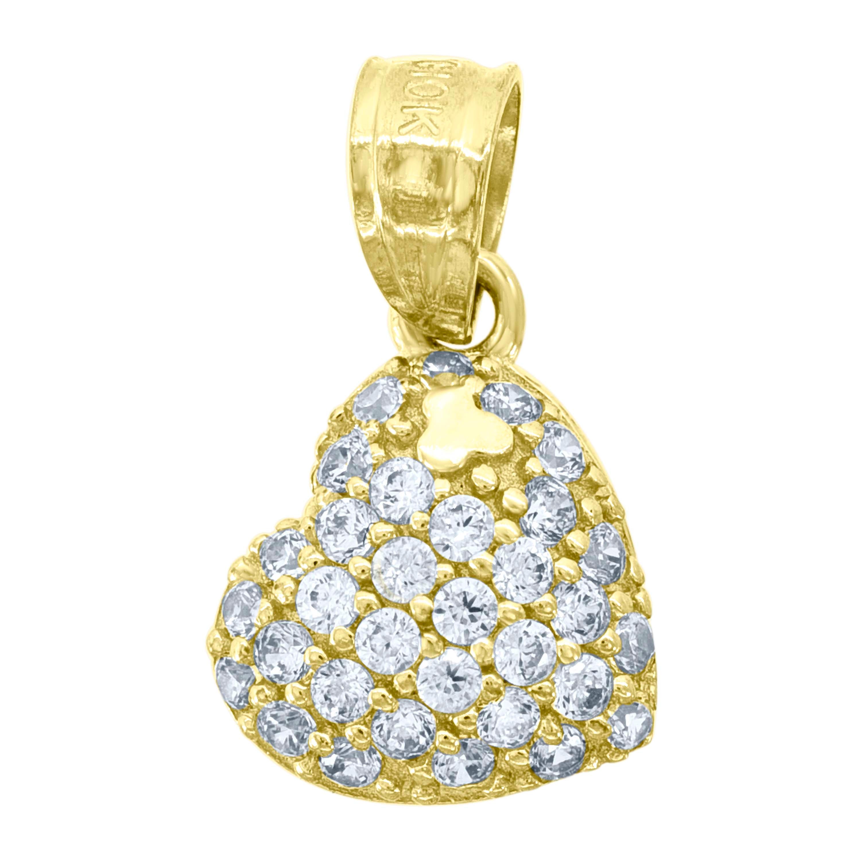 10kt Yellow Gold Womens Cubic Zirconia Cubic-Zirconia Heart Charm Pendant