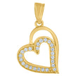 10kt Yellow Gold Womens Cubic Zirconia Cubic-Zirconia Double Heart Love Charm Pendant