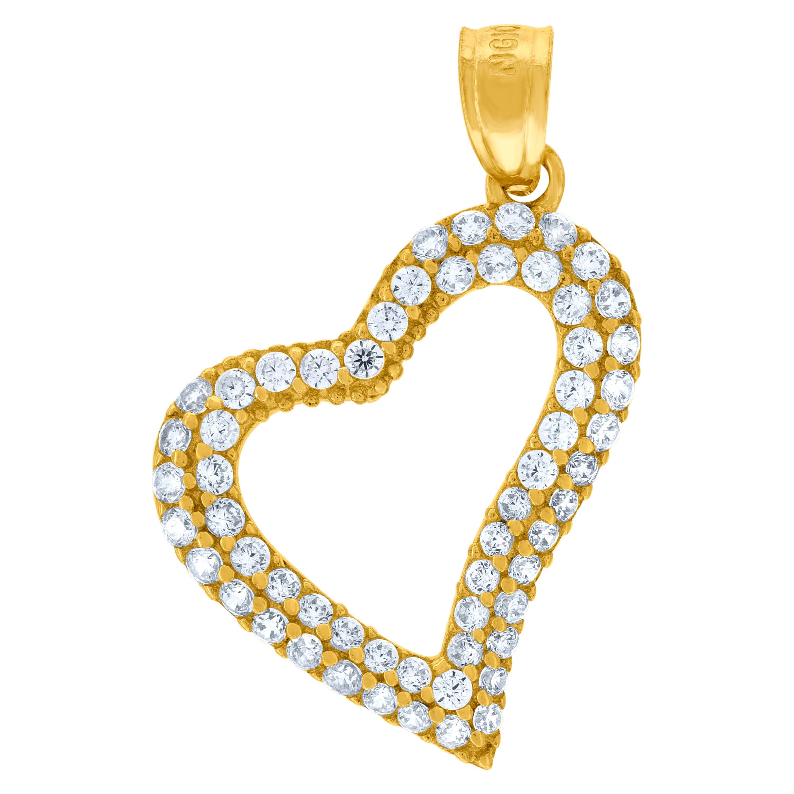 10kt Yellow Gold Womens Cubic Zirconia Cubic-Zirconia Heart Charm Pendant