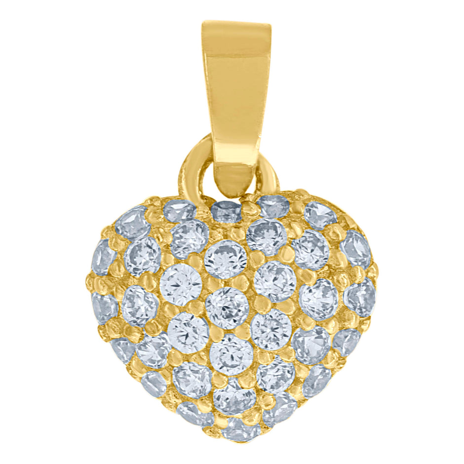10kt Yellow Gold Cubic-Zirconia Womens Heart Charm Pendant