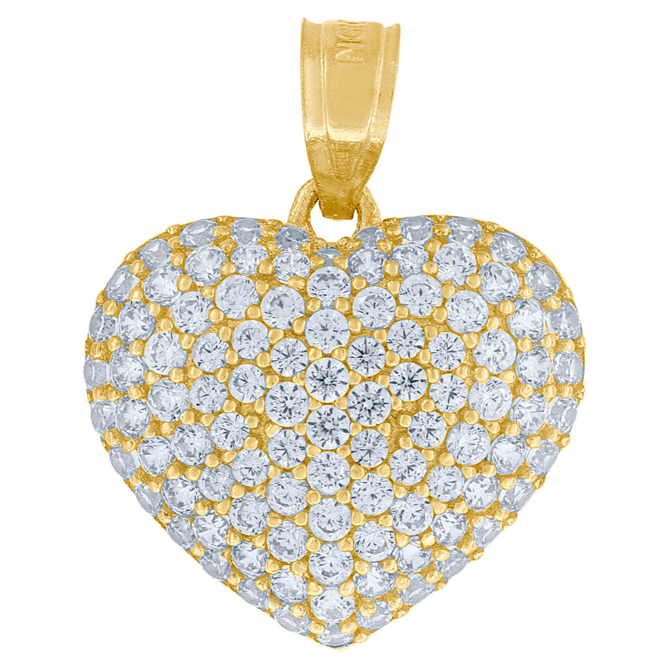 10kt Yellow Gold Womens Cubic Zirconia Cubic-Zirconia Heart Charm Pendant