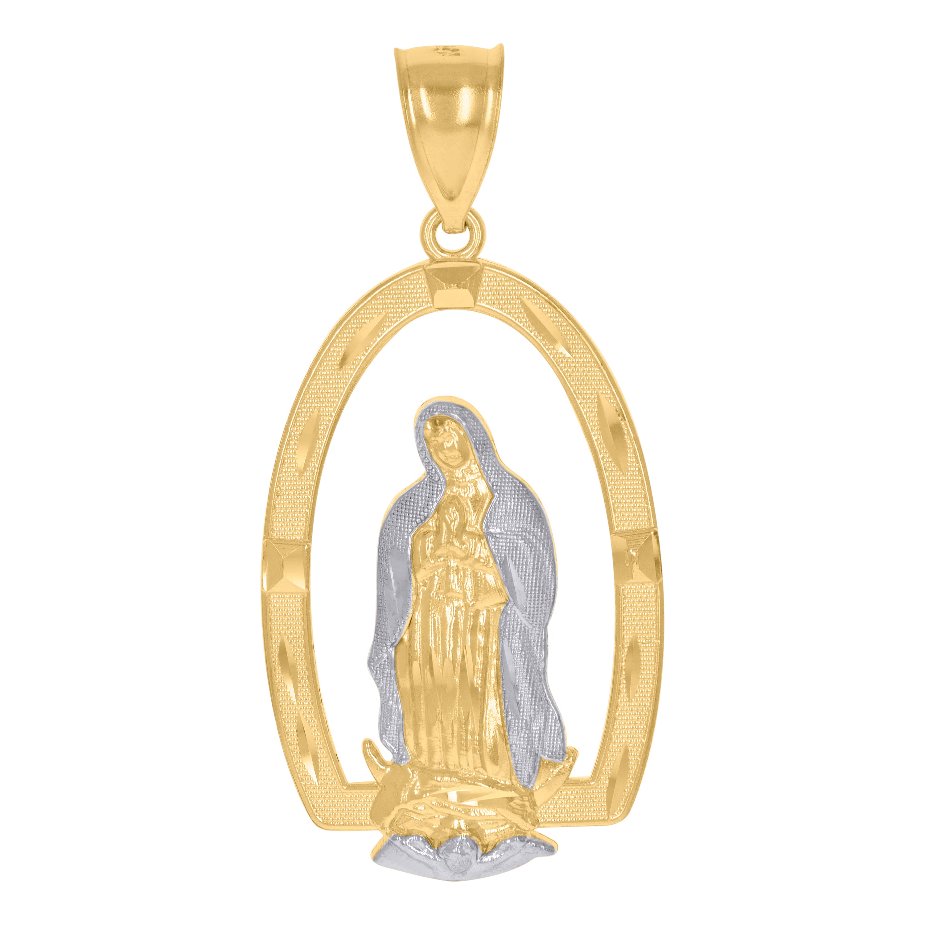10kt Two-Tone Gold Unisex Religious Guadalupe Charm Pendant
