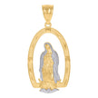 10kt Two-Tone Gold Unisex Religious Guadalupe Charm Pendant