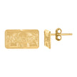 10kt Yellow Gold Textured Womens Last Supper 16mm X 9mm Religious Push Back Studs