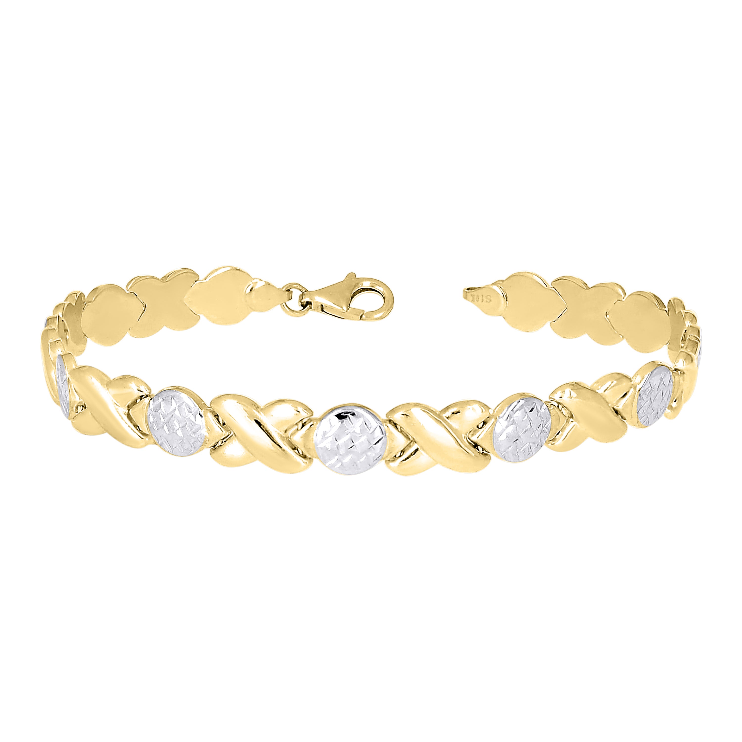10kt Two-tone Gold Womens Stampato Bracelet Size 8 Inches