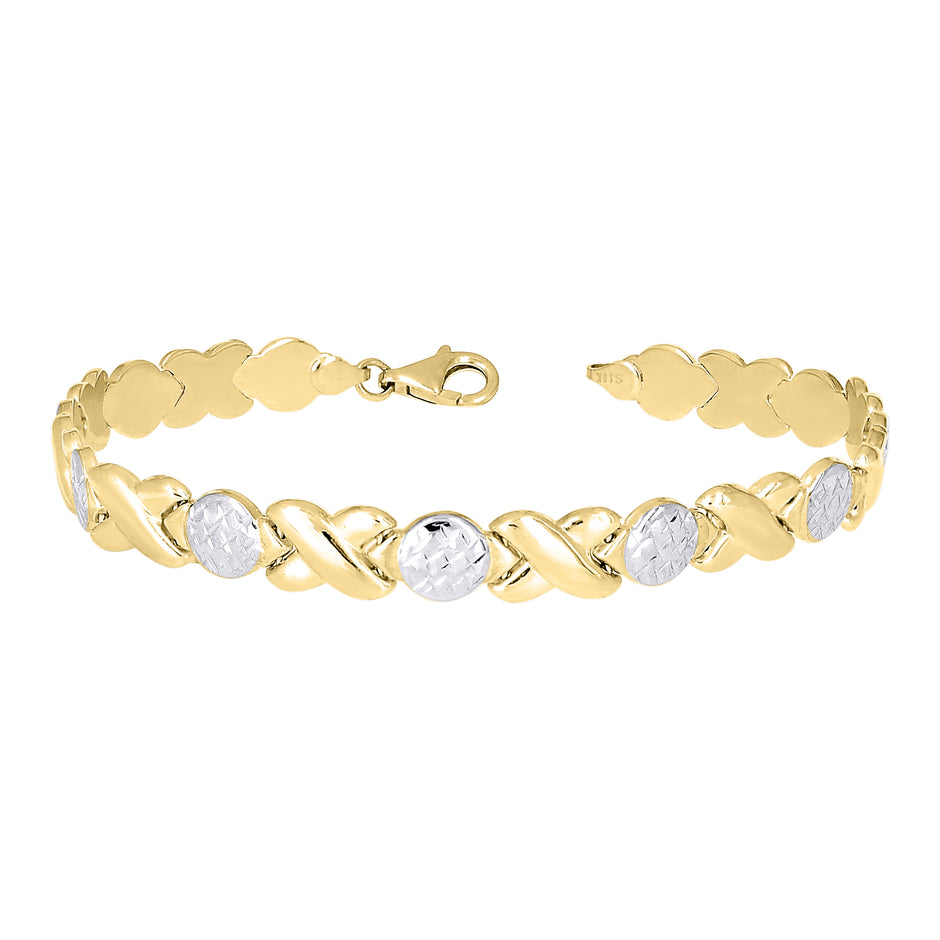 10kt Two-tone Gold Womens Stampato Bracelet Size 8 Inches