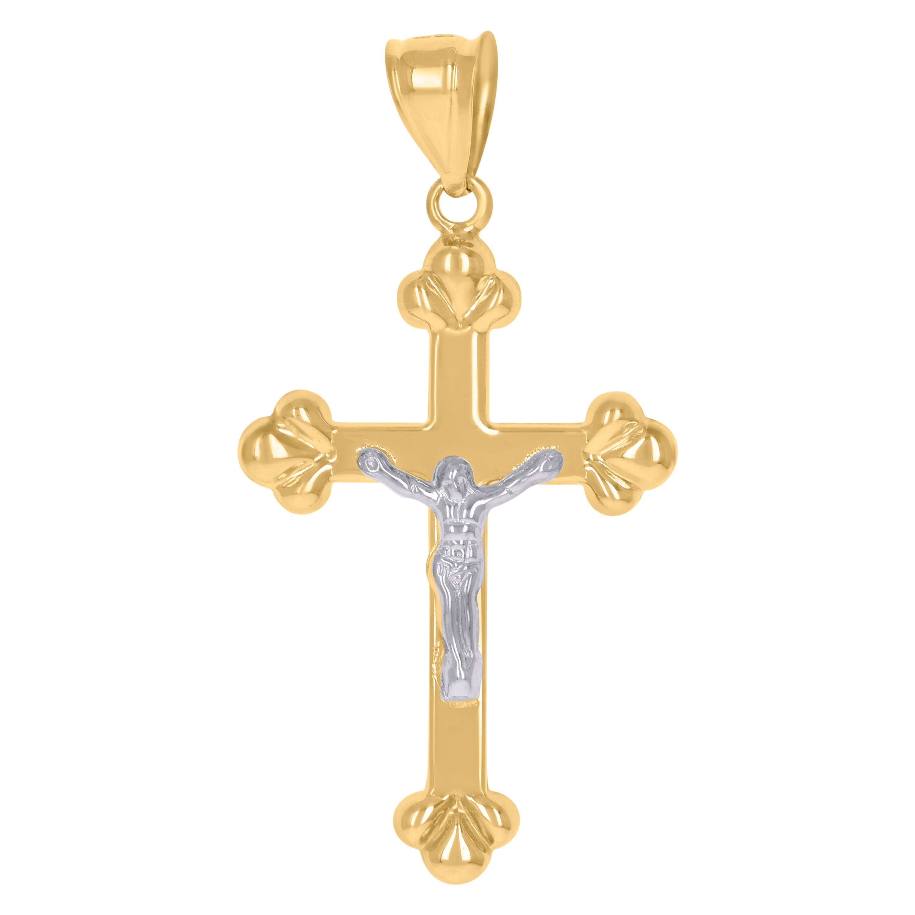10kt Gold Two-Tone Mens Cross Crucifix Religious Charm Pendant