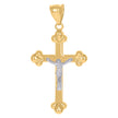 10kt Gold Two-Tone Mens Cross Crucifix Religious Charm Pendant