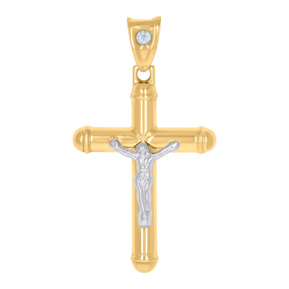 10kt Two-Tone Gold Unisex Inri Crucifix Cross Religious Charm Pendant
