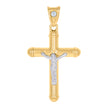 10kt Two-Tone Gold Unisex Inri Crucifix Cross Religious Charm Pendant