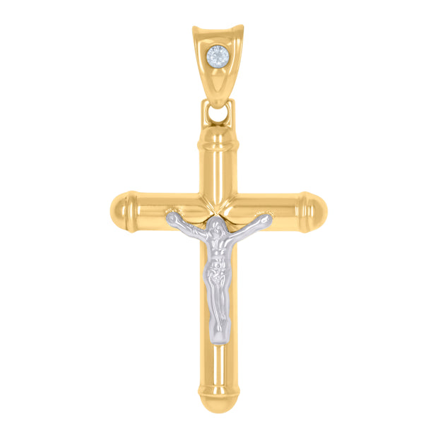 10kt Two-Tone Gold Unisex Inri Crucifix Cross Religious Charm Pendant