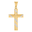 10kt Two-Tone Gold Unisex Textured Cross Religious Charm Pendant