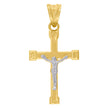 10kt Gold Two-Tone Unisex Diamond-Cut Crucifix Cross Religious Charm Pendant