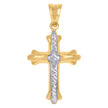 10kt Two-Tone Gold Unisex Textured Cross Religious Charm Pendant