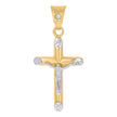 10kt Two-Tone Gold Unisex Crucifix Cross Religious Charm Pendant