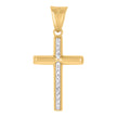10kt Two-Tone Gold Unisex Textured Cross Religious Charm Pendant