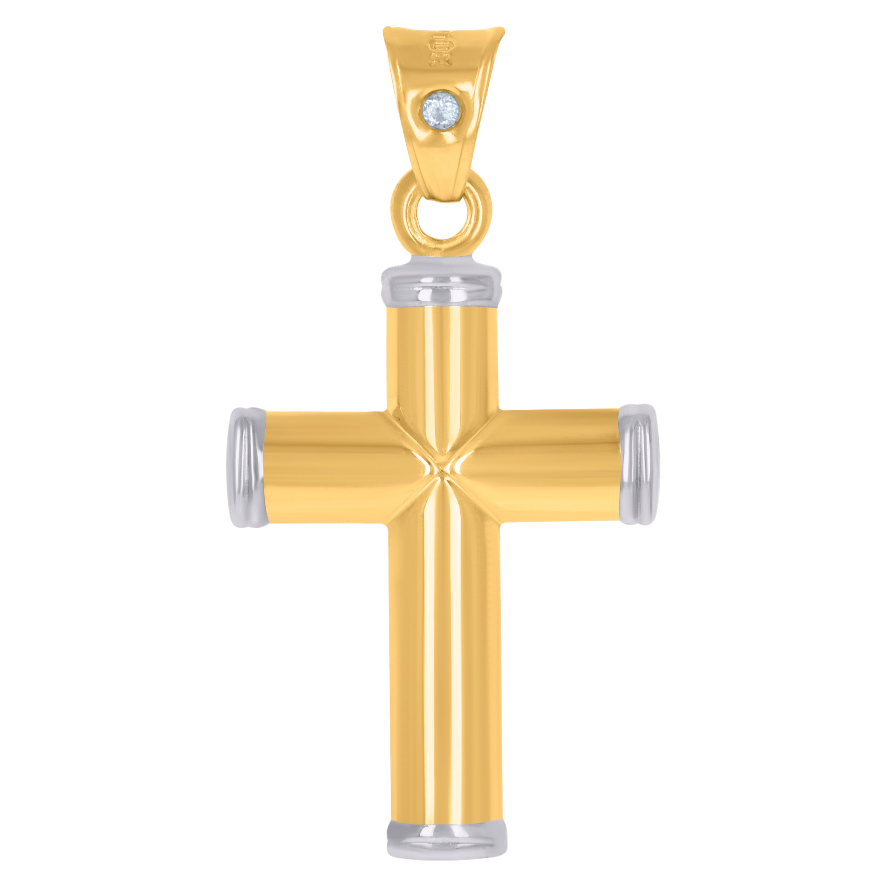 10kt Two-Tone Gold Unisex Cross Religious Charm Pendant
