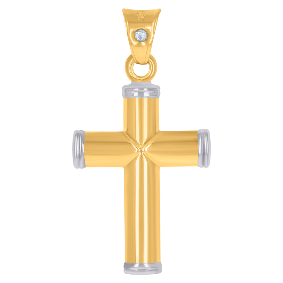 10kt Two-Tone Gold Unisex Cross Religious Charm Pendant