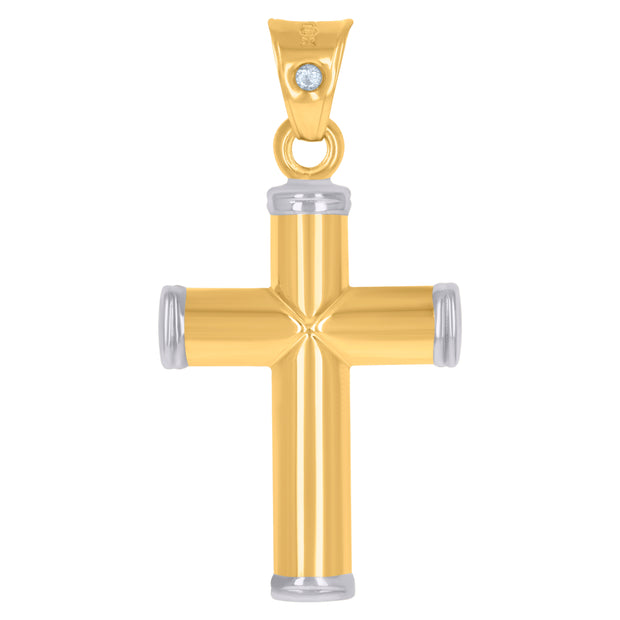 10kt Two-Tone Gold Unisex Cross Religious Charm Pendant