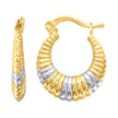 10kt Gold Two-Tone Womens Shrimp 14.4mm Hinged Hoops Huggies