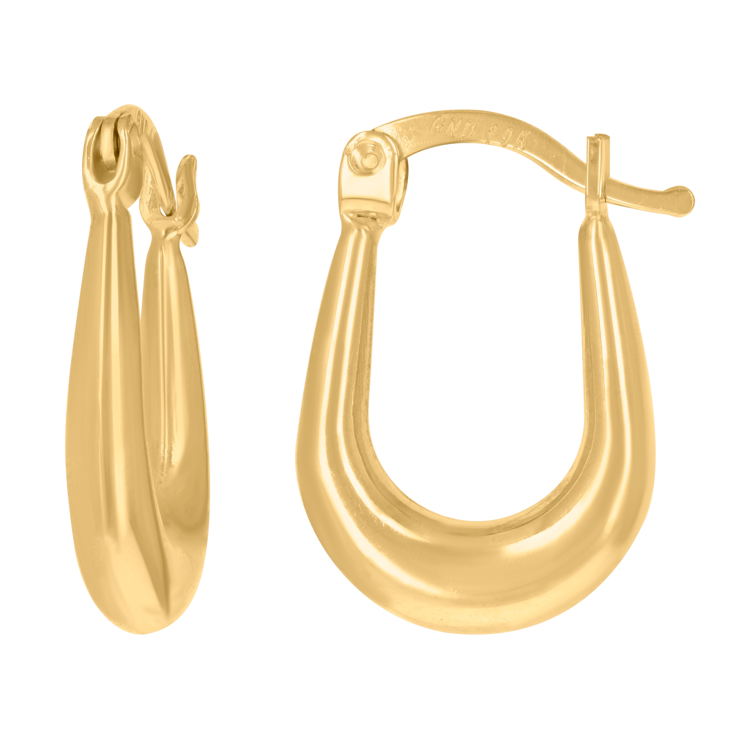 10kt Yellow Gold Womens Shrimp Hinged Hoops Huggies