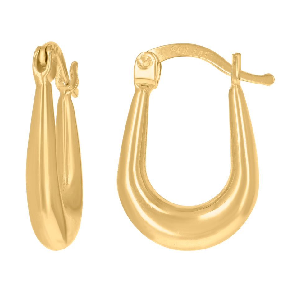 10kt Yellow Gold Womens Shrimp Hinged Hoops Huggies