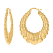 10kt Yellow Gold Brushed Womens Scalloped 30.1mm Hinged Hoops Huggies